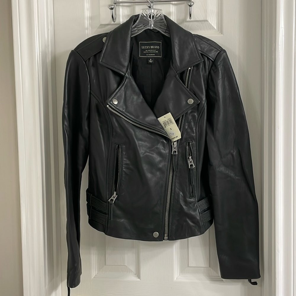 Lucky Brand Leather Moto Jacket Size XS NEW  Never Worn